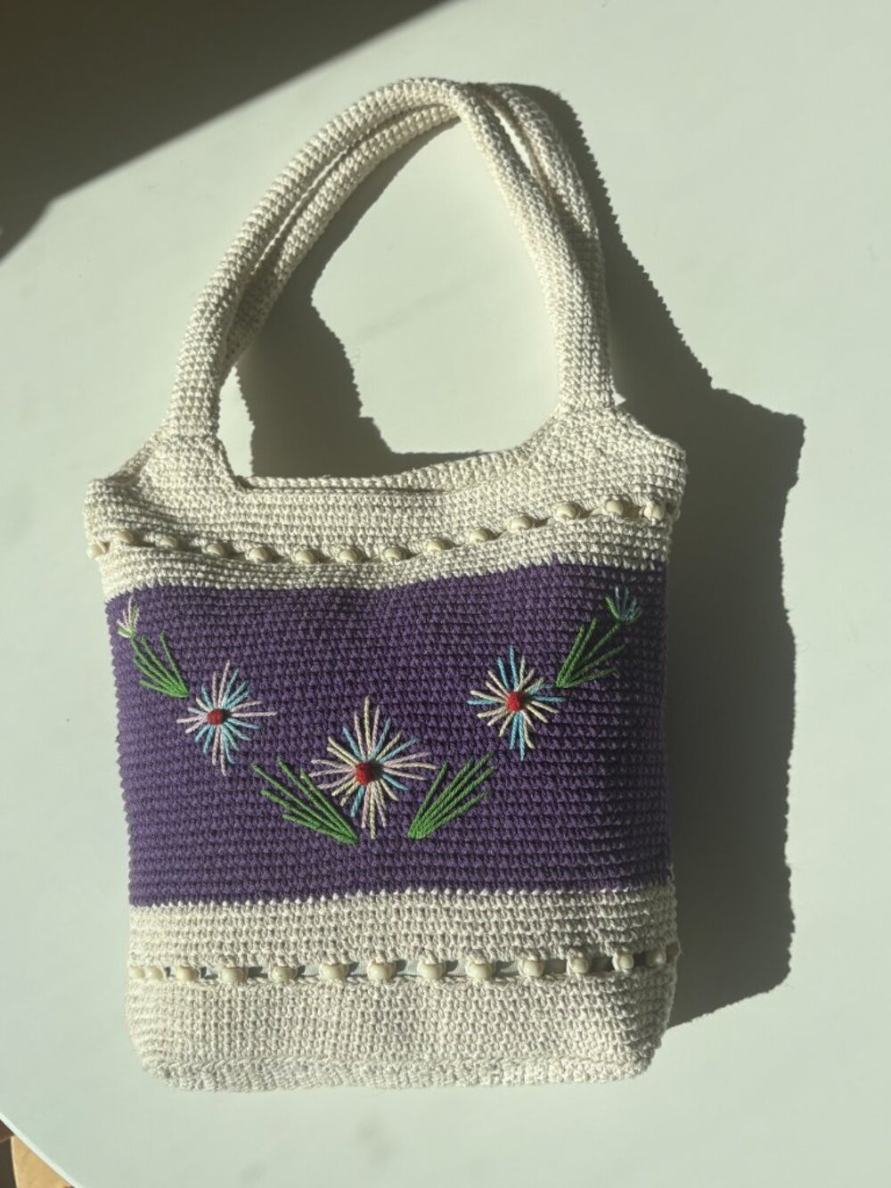 cute crochet embroidered tote bag - Picture 10 of 13